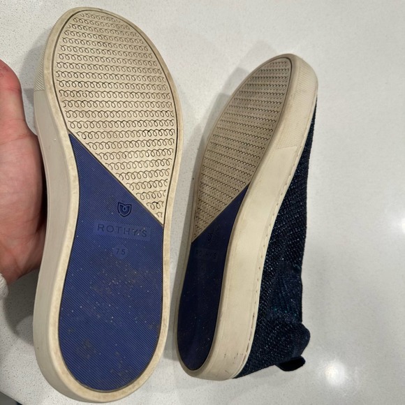 Rothy's Blue Metallic Lattice Stitch Chelsea Sneakers High Tops Shoe Size 7.5 - Picture 7 of 12